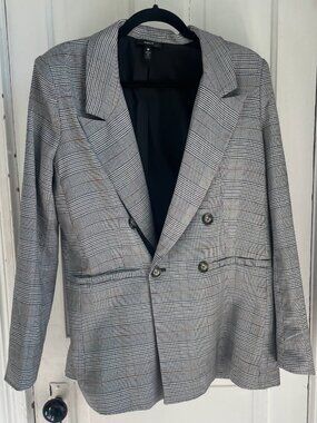 AQUA Plaid Double-Breasted Blazer – Size Medium, Fair condition